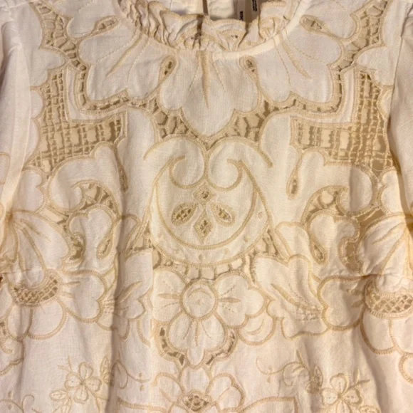 Anthropologie Lainie Long-Sleeve Lace Cutwork Blouse, size XS, Cream - Picture 5 of 8